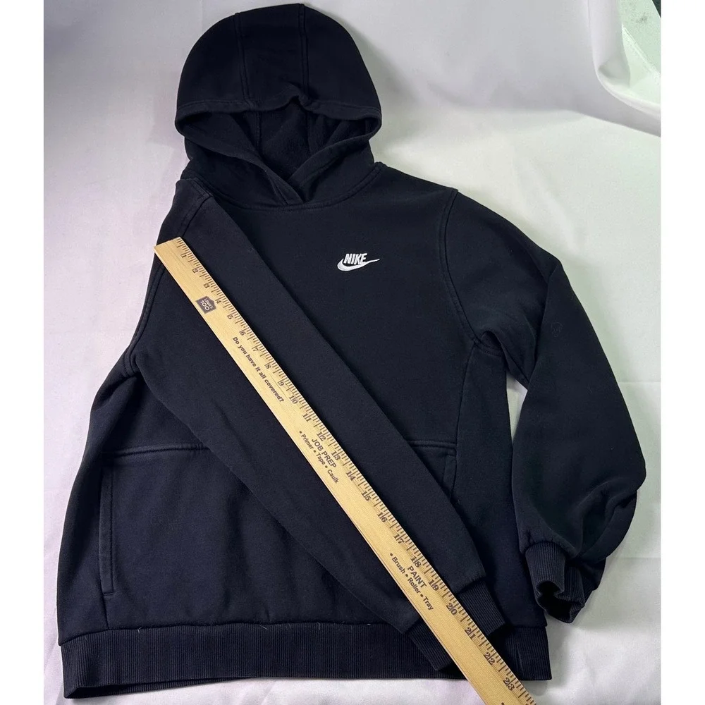 Nike Sportswear Club Fleece Hoodie Mens‎ XL Black Pullover White Swoosh Athletic